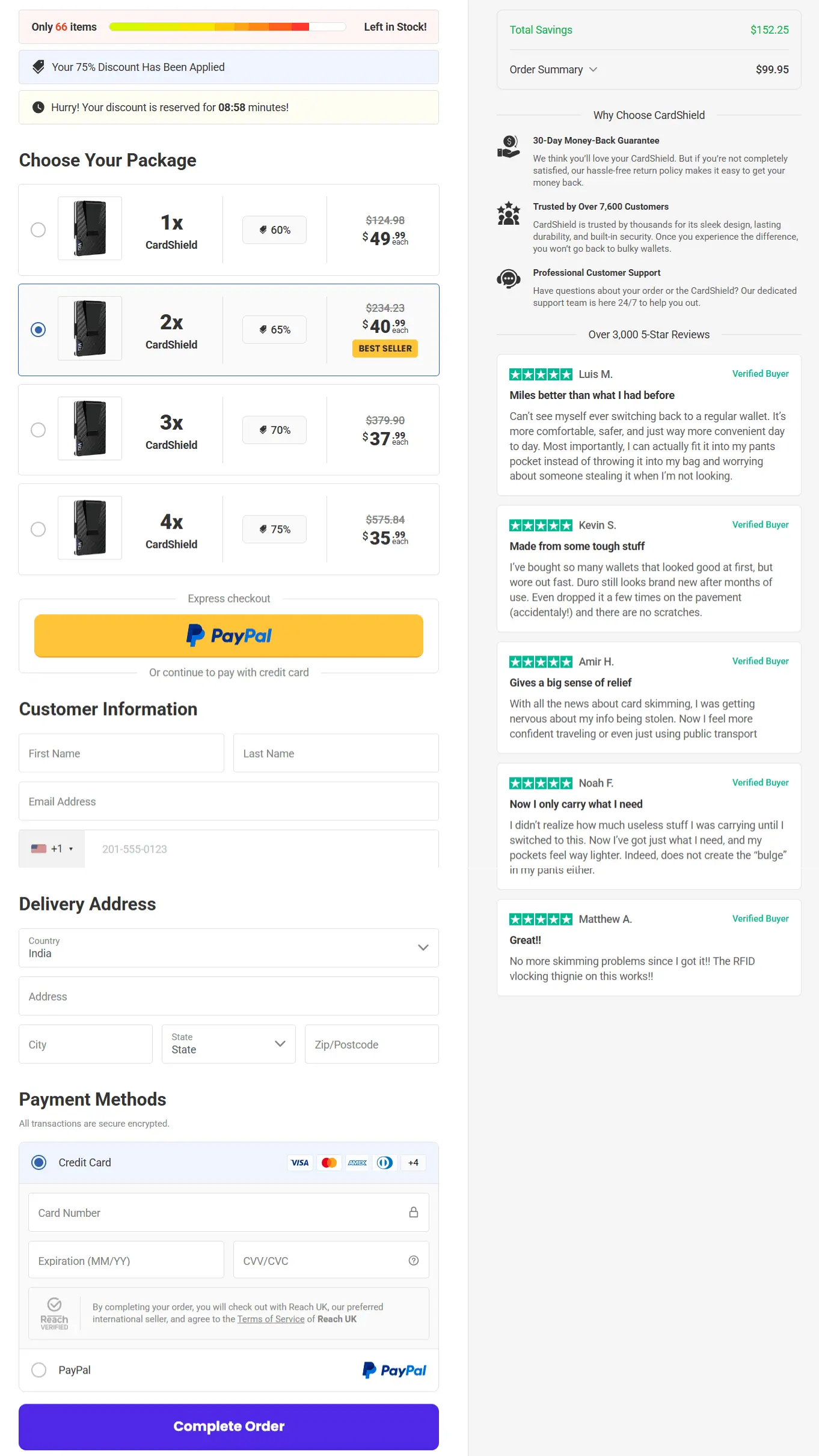CardShield secure checkout page